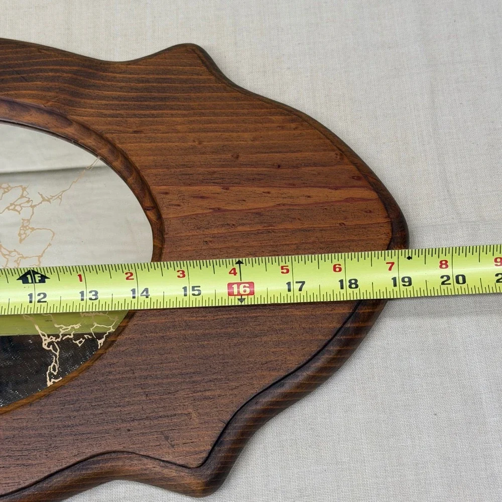Vintage Wood Wall Mirror Gold Foxed Mirror Retro 70s Gold Accent Decor MCM